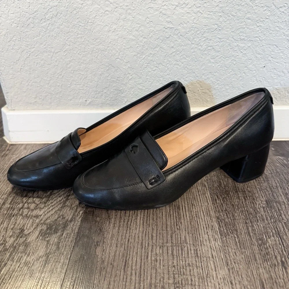 Kate Spade Loafers‎ Women's 8.5 M Loafer Heels Black Leather